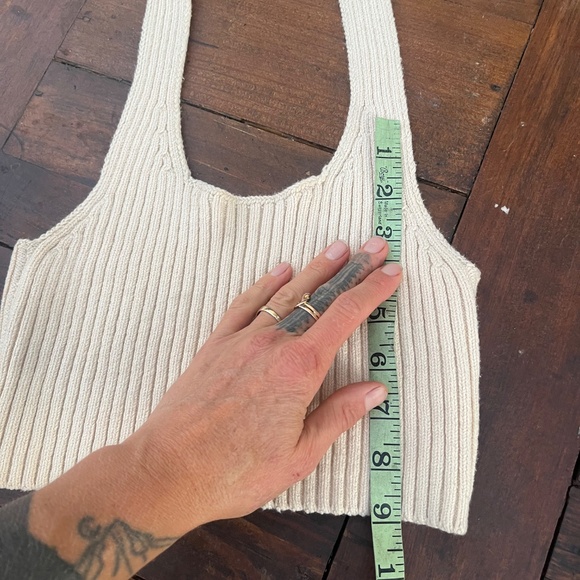 Los Angeles Apparel knit halter top xs s extra small xs/s creme crop top cropped - Picture 8 of 8